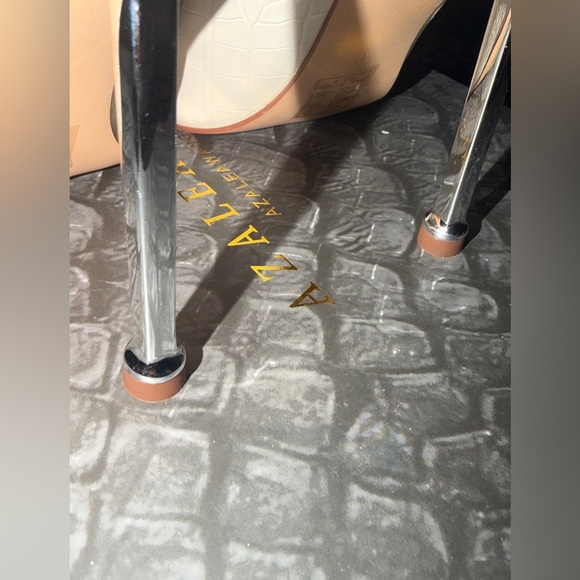 Azalea Wang “Sniper” Croc-Embossed Lace-Up Stiletto Boot in Beige - Picture 7 of 11